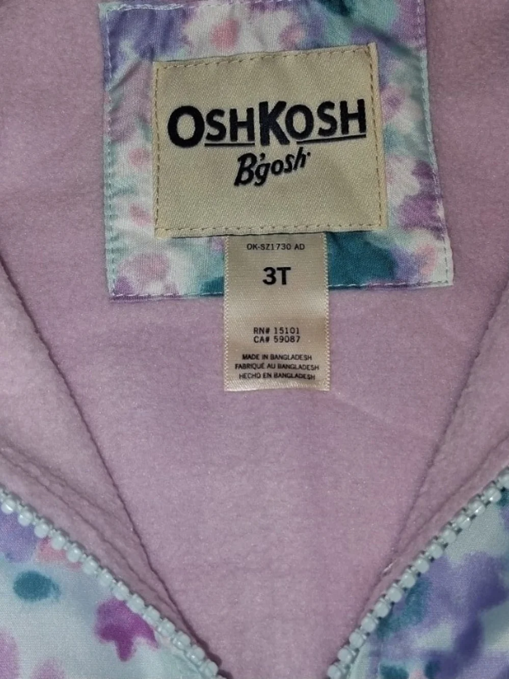 Carter's Pastel Floral Hooded Jacket - Pink, Blue, Teal